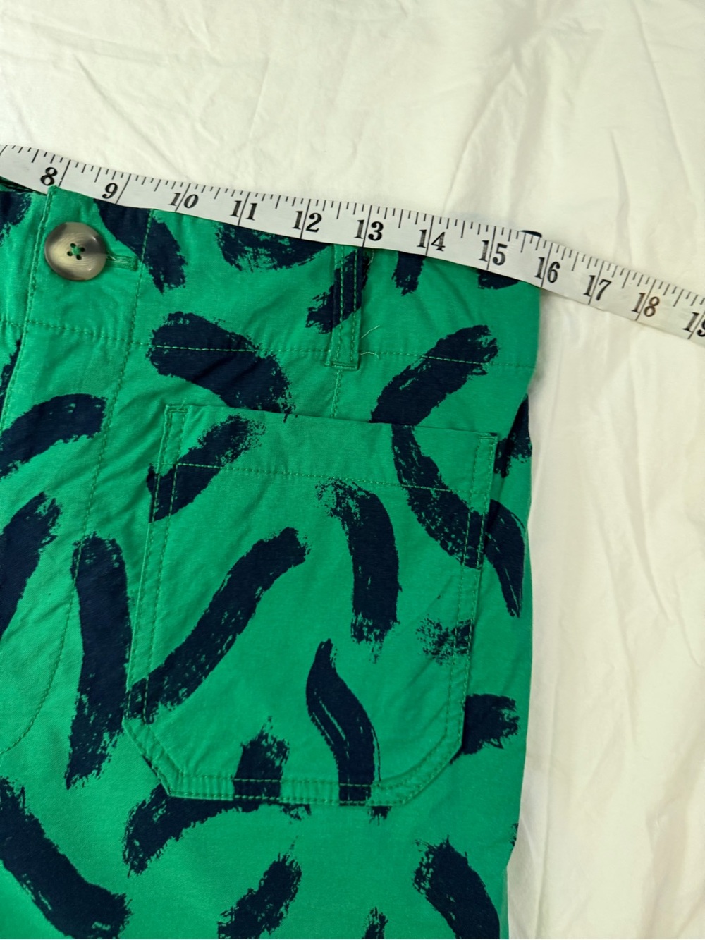 MAEVE The Colette Wide-Leg Crop Pants Green Blue Brush Stroke Print 31 - Picture 9 of 12
